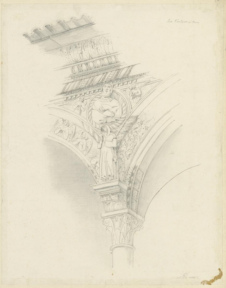 Skizzenbuch Italienreise, Pavia, Certosa, Architekturdetail