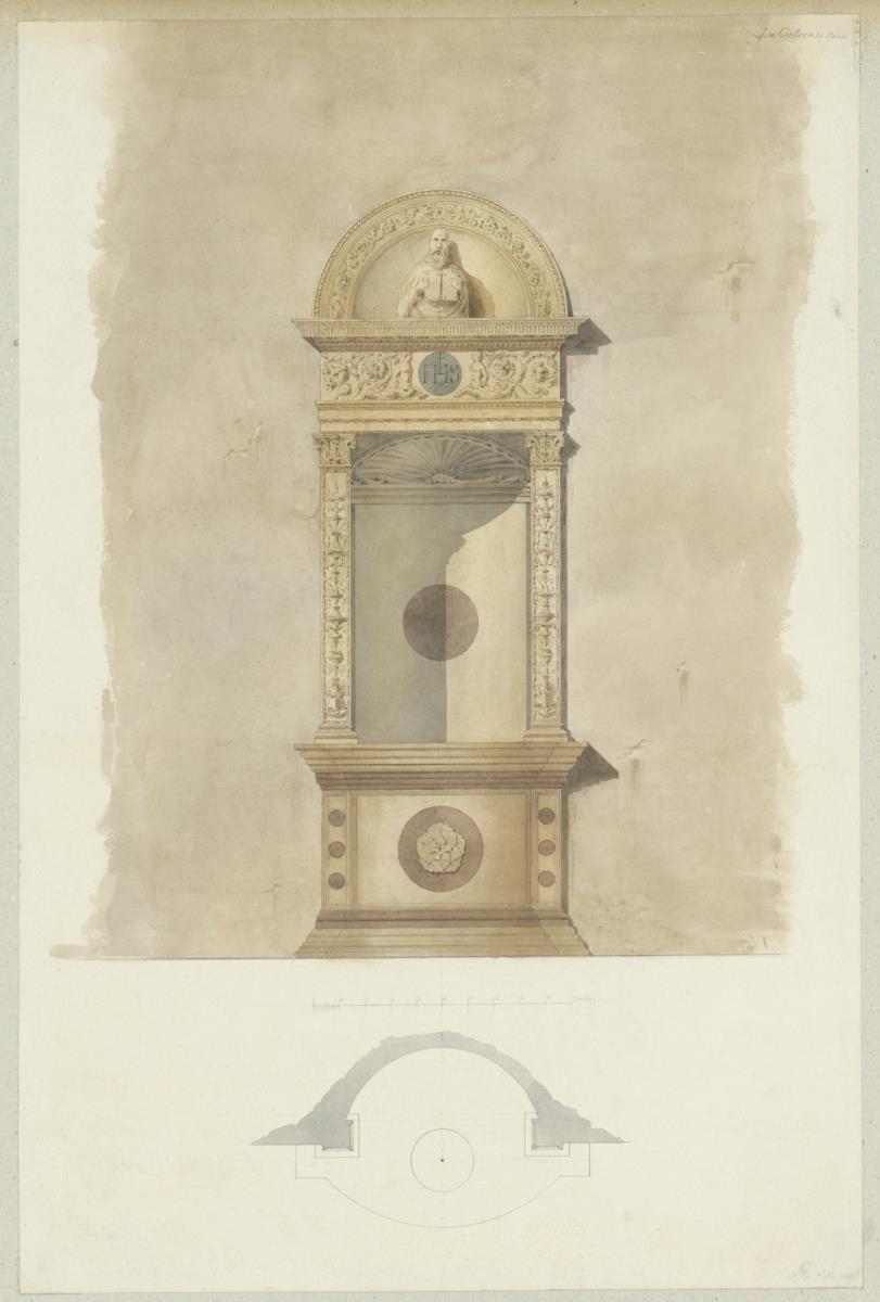 Skizzenbuch Italienreise, Pavia, Certosa, Ädikula