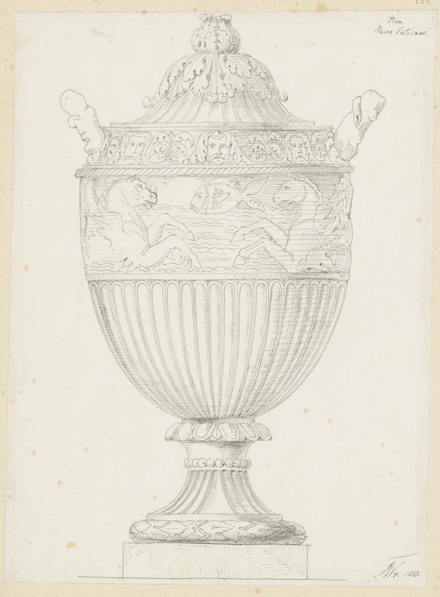 Skizzenbuch Italienreise, Rom, Musei Vaticani, Vase