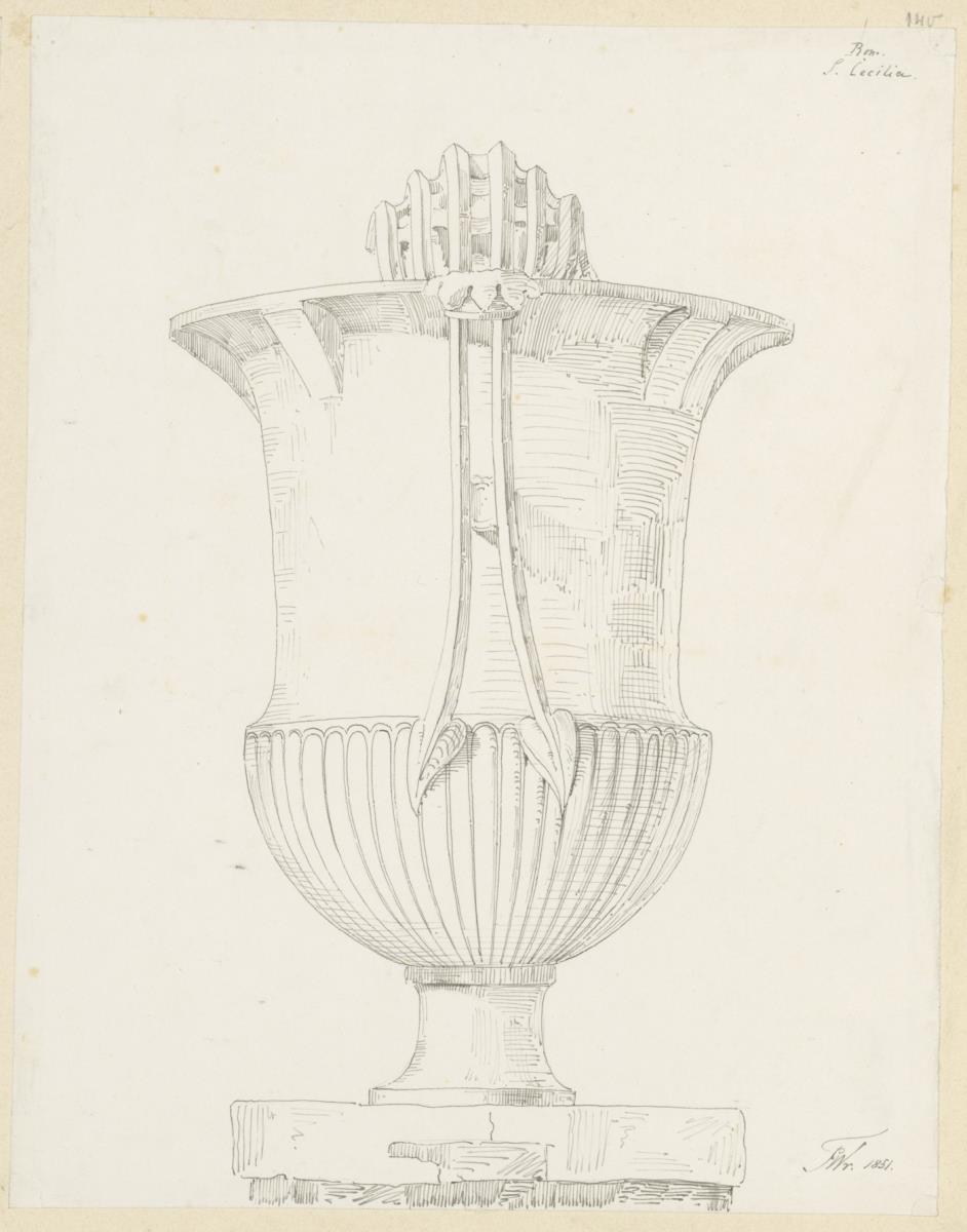 Skizzenbuch Italienreise, Rom, Santa Cecilia [?], Vase