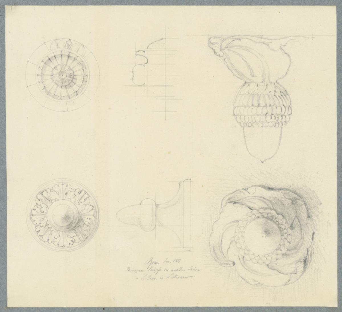 Skizzenbuch Italienreise, Rom, San Giovanni in Laterano, bronzene Türknöpfe