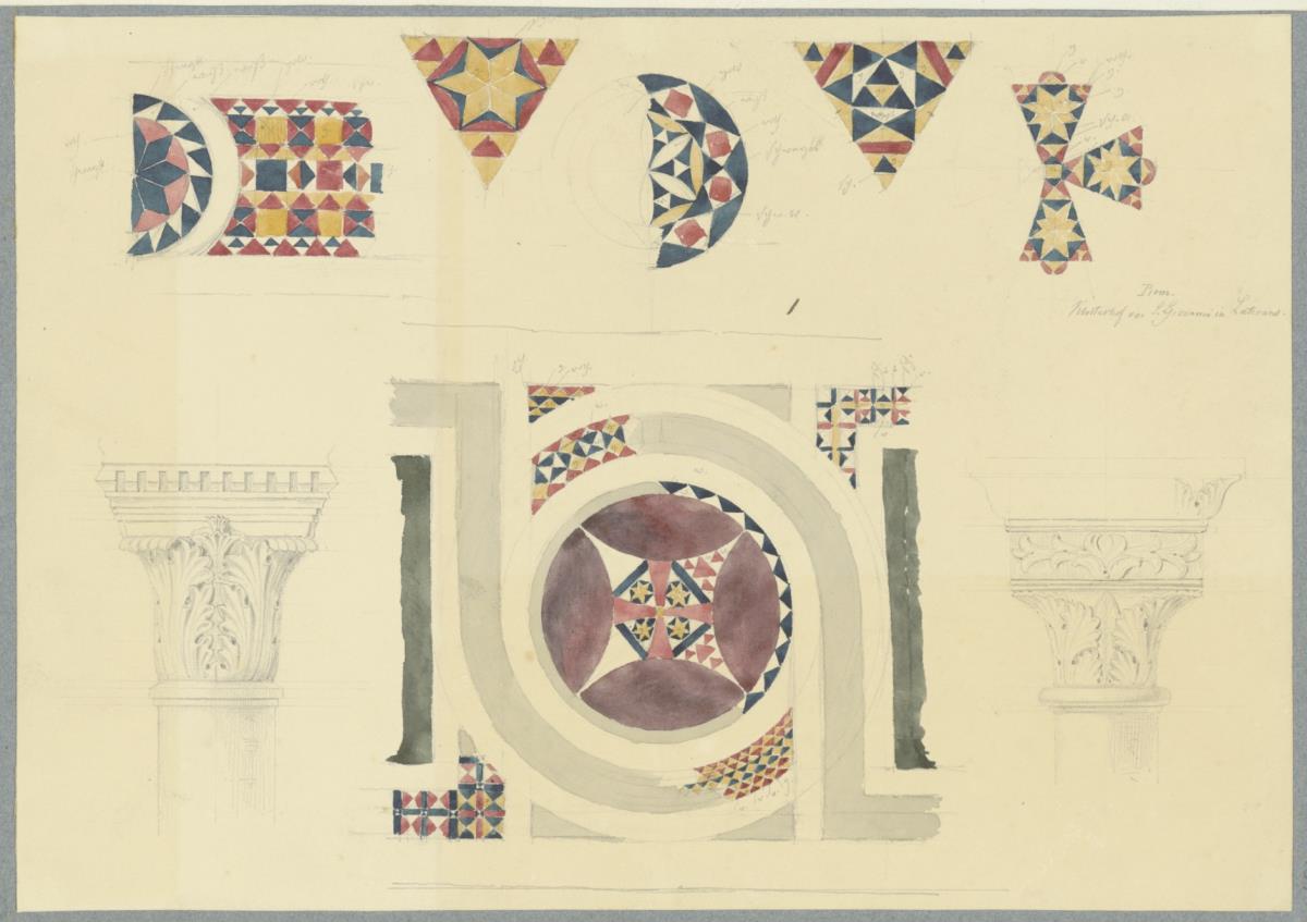Skizzenbuch Italienreise, Rom, San Giovanni in Laterano, Klosterhof, Kosmatenstudien