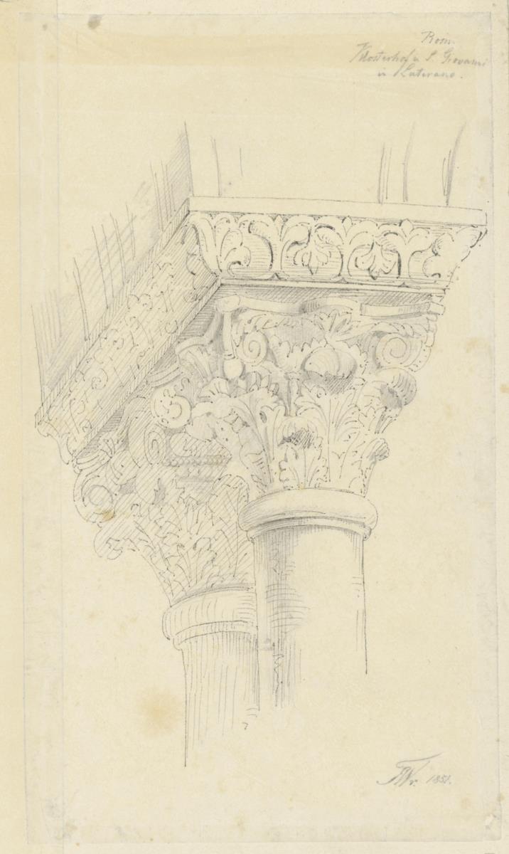 Skizzenbuch Italienreise, Rom, San Giovanni in Laterano, Kreuzgang, Kapitelle