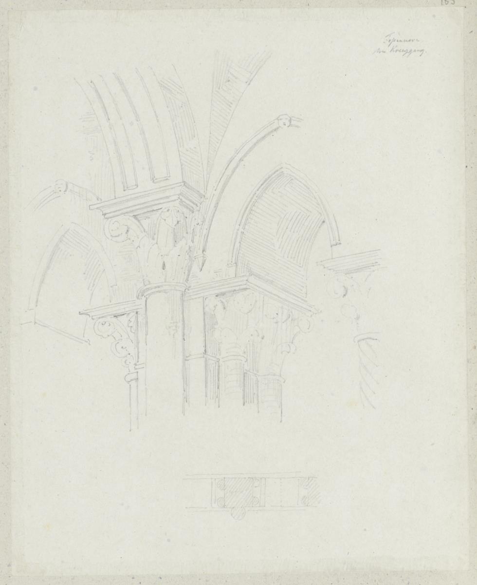 Skizzenbuch Italienreise, Fossanova, Kloster Priverno-Fossanova, Kreuzgang