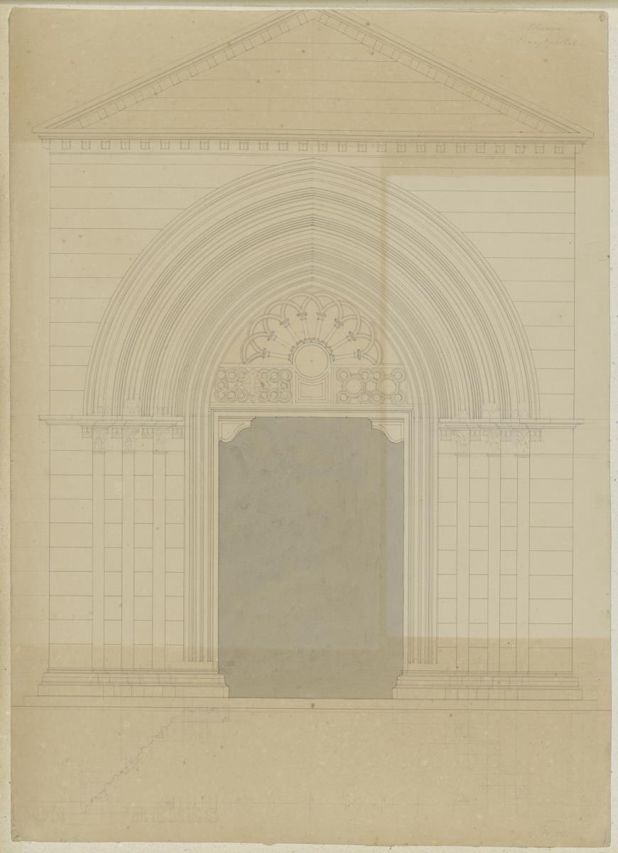 Skizzenbuch Italienreise, Fossanova, Abteikirche Priverno-Fossanova, Hauptportal