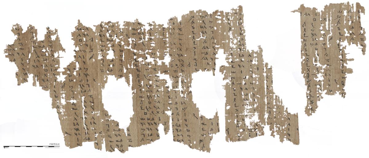 Griechisch-demotischer Papyrus mit Getreideabrechnungen und Sterntafeln (Pap. Berlin P 8279 + P 23547)