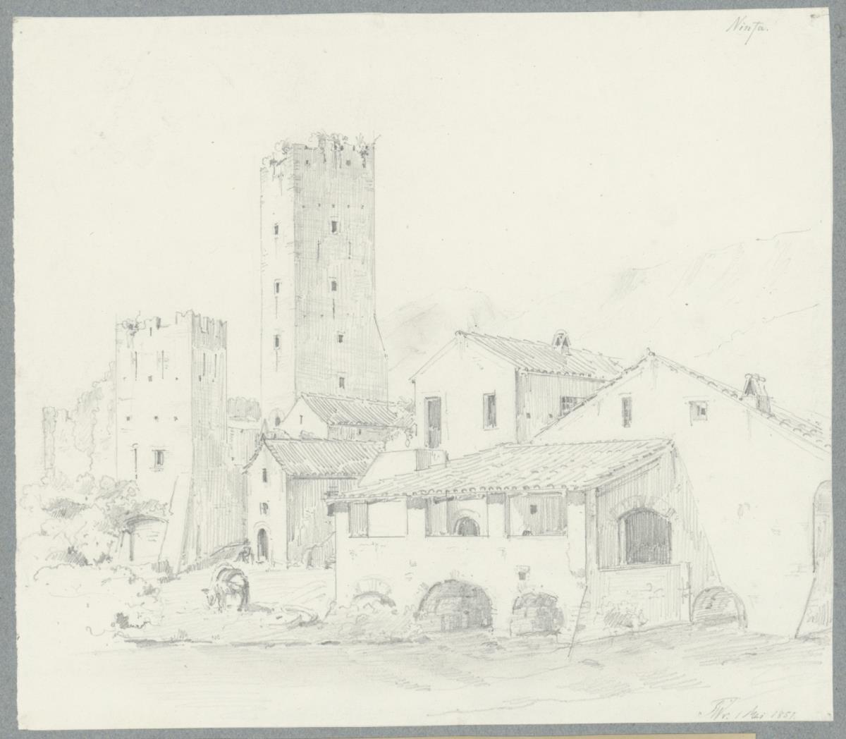 Skizzenbuch Italienreise, Ninfa, Castello [?], Ansicht