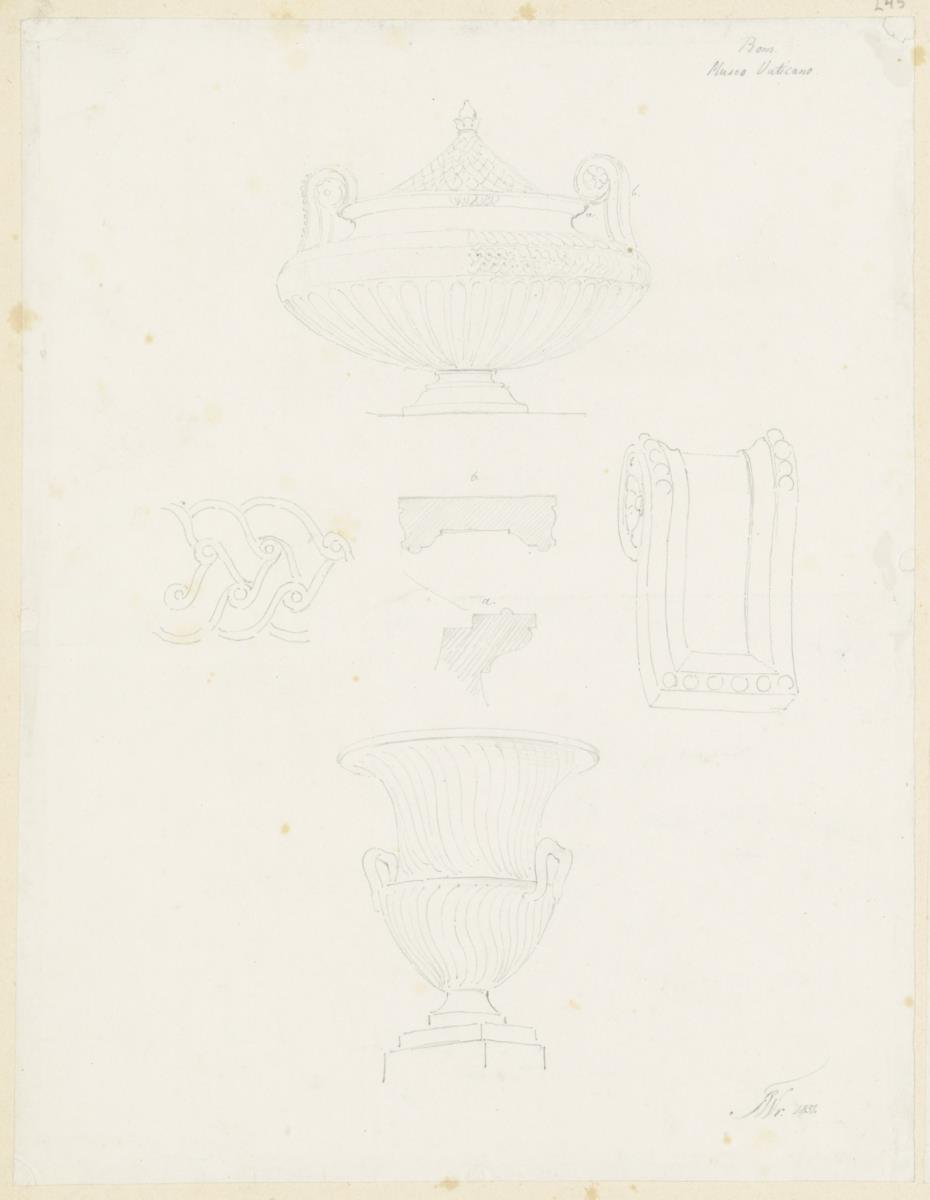 Skizzenbuch Italienreise, Rom, Musei Vaticani, Vasen