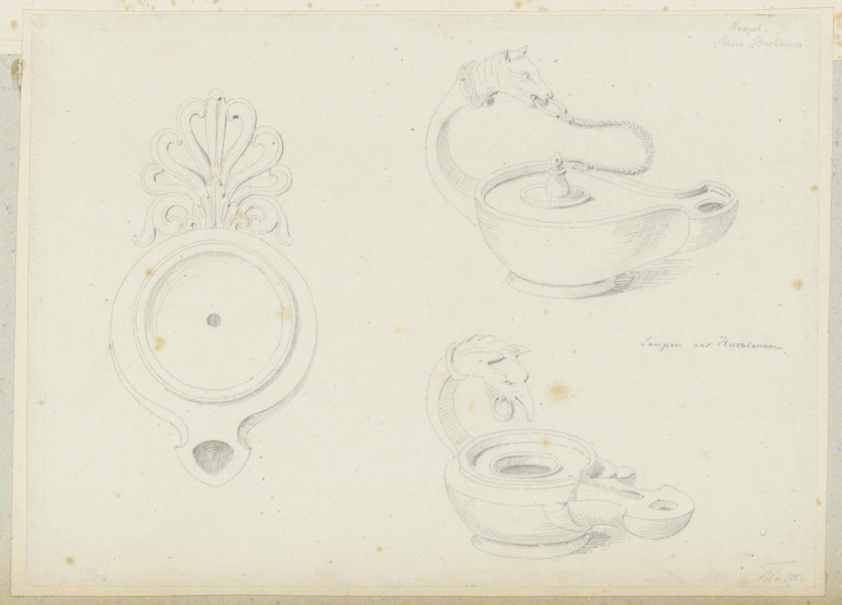 Skizzenbuch Italienreise, Neapel, Museo Archeologico Nazionale di Napoli, Lampe
