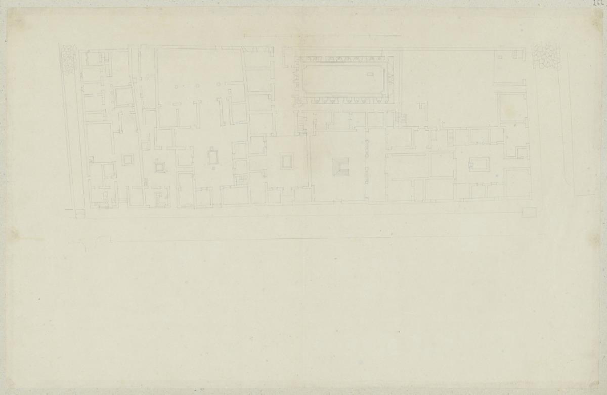 Skizzenbuch Italienreise, Pompeji, unbezeichnetes Gebäude, Grundriss