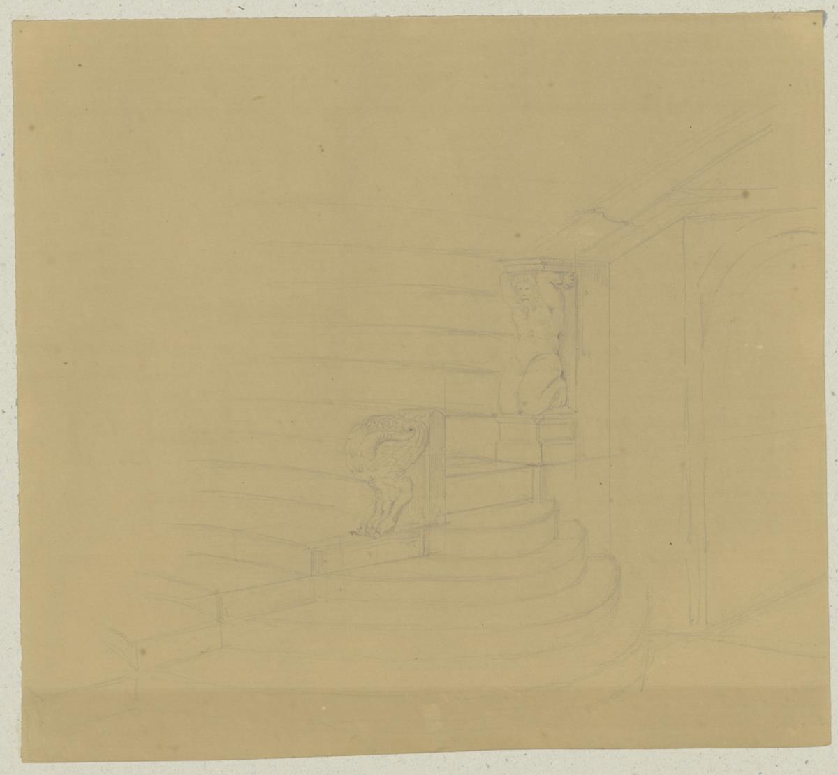 Skizzenbuch Italienreise, Pompeji, Odeion, Treppenstufen