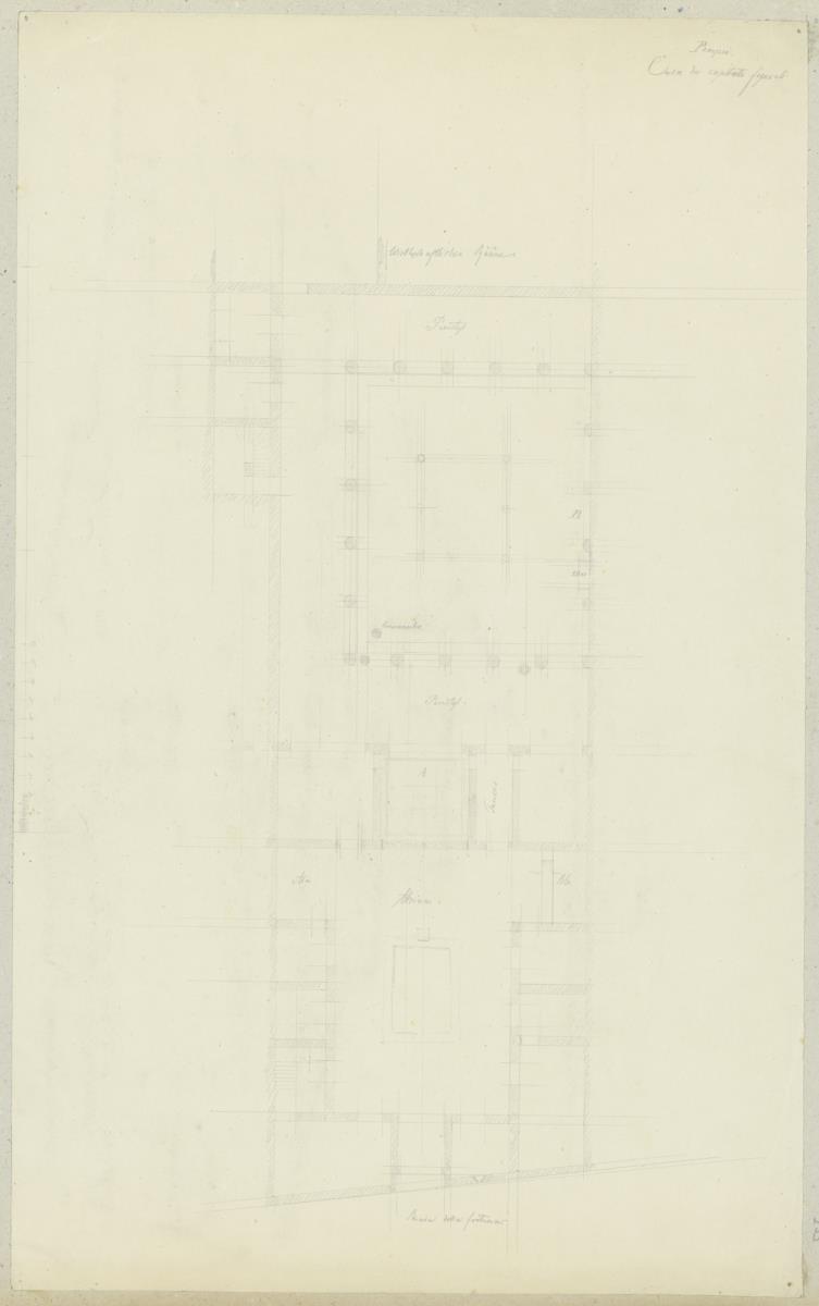 Skizzenbuch Italienreise, Pompeji, Casa dei Capitelli Figurati, Grundriss