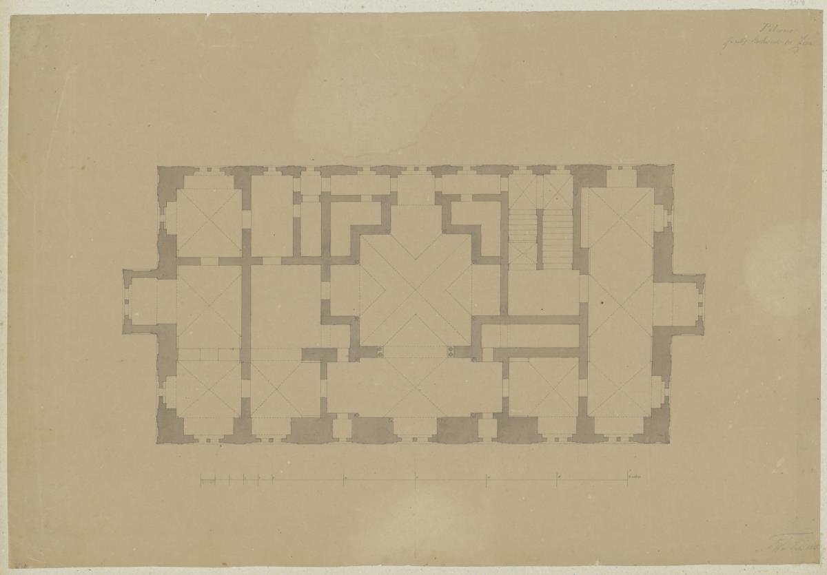 Skizzenbuch Italienreise, Palermo, La Zisa, Grundriss des Obergeschosses