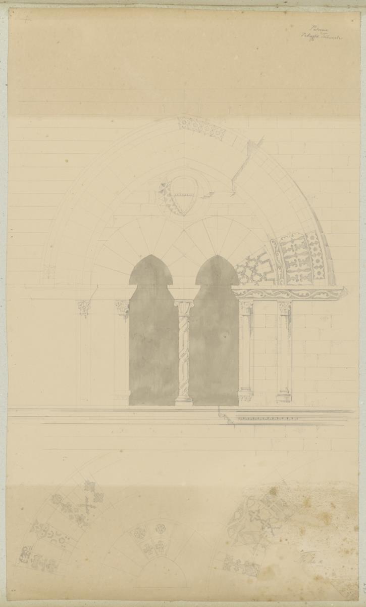 Skizzenbuch Italienreise, Palermo, Palazzo dei Tribunali