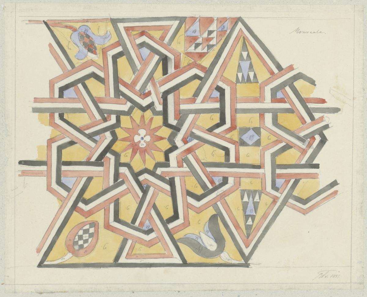 Skizzenbuch Italienreise, Monreale, unbezeichnetes Gebäude, Mosaik
