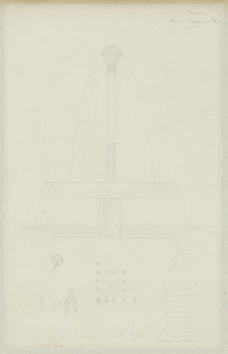 Skizzenbuch Italienreise, Monreale, Dom, Brunnen