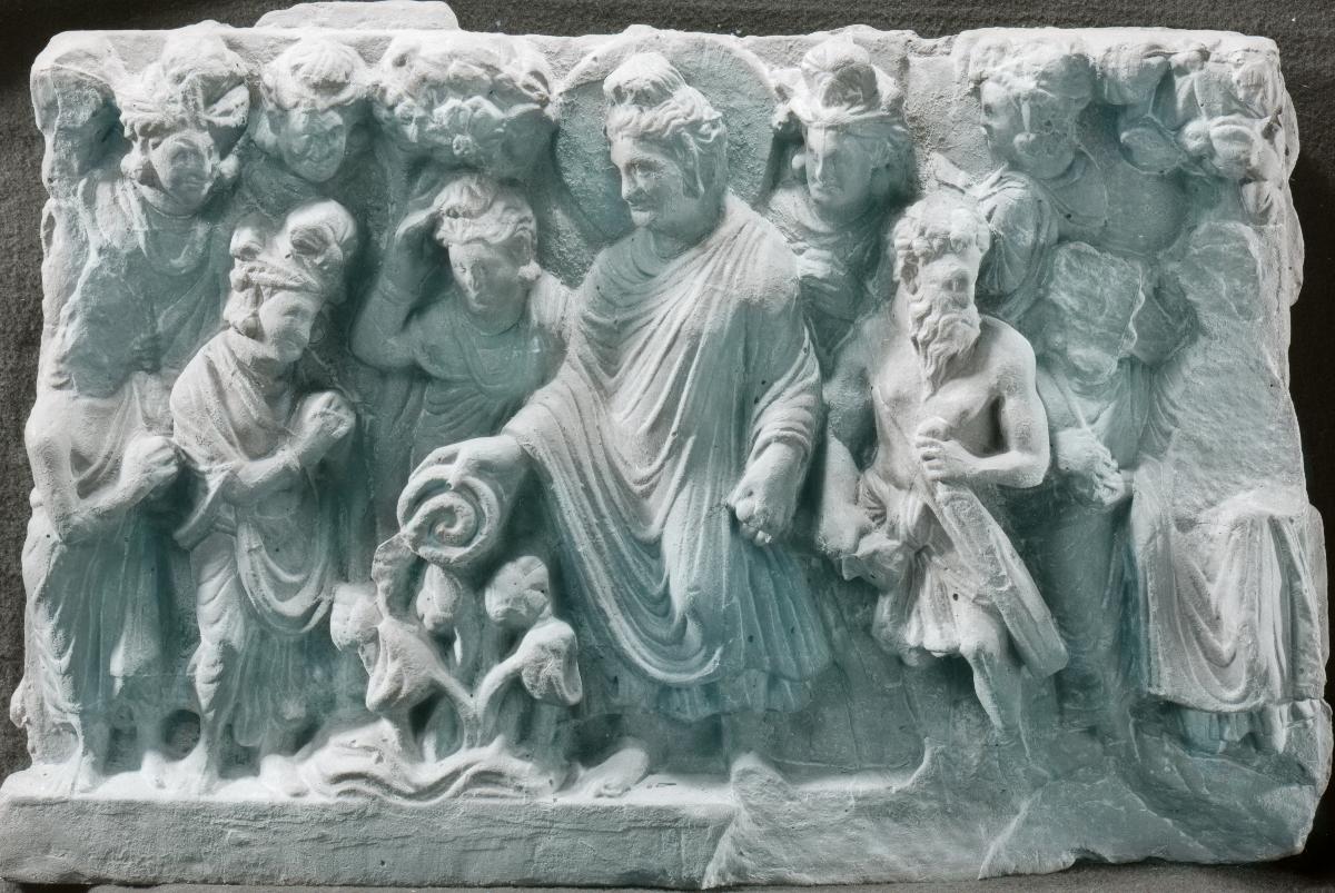 Erzählende Szene (Fragment): Die Zähmung der schwarzen Schlange von Rajagriha