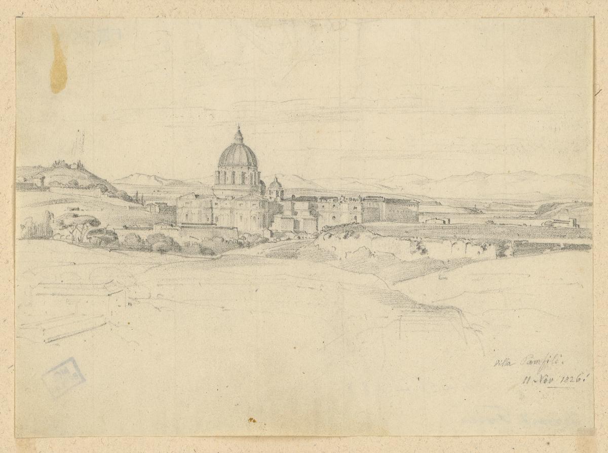 Rom. Blick von der Villa Pamphili auf Vatikan und Petersdom