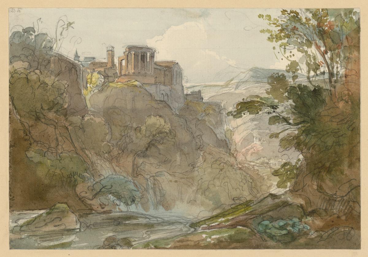 Berglandschaft mit dem Tempel der Sibylle in Tivoli