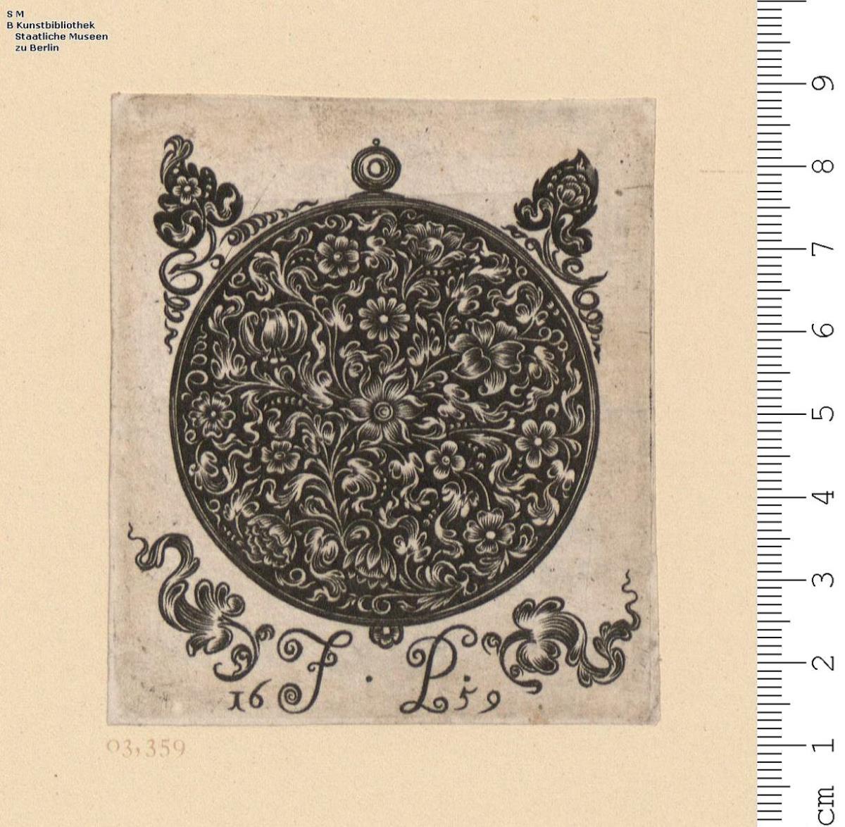 1 Blatt Schwarzornament: Anhänger mit Blumenwerk