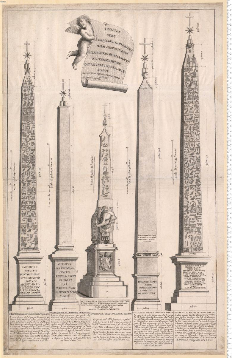 Disegno Delle Cinqve . Guglie . Principali Che . Si . Vedono . In . Roma ... Pvblicate . Dalle Stampe Di . Matteo . Gregorio . Rossi . Romano nel 1688 ...