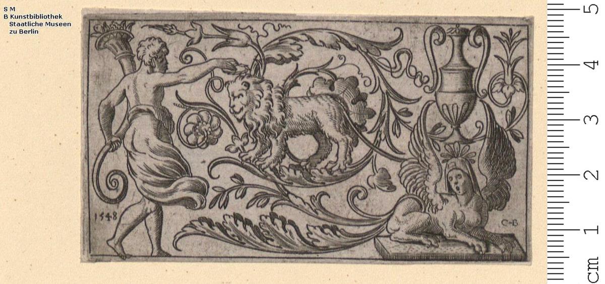 (1) Folge: Querfüllungen mit Grottesken, bez: C-B 1548, 6 Blatt. - Dazu 4 Blatt bessere Drucke, schmalrandig.