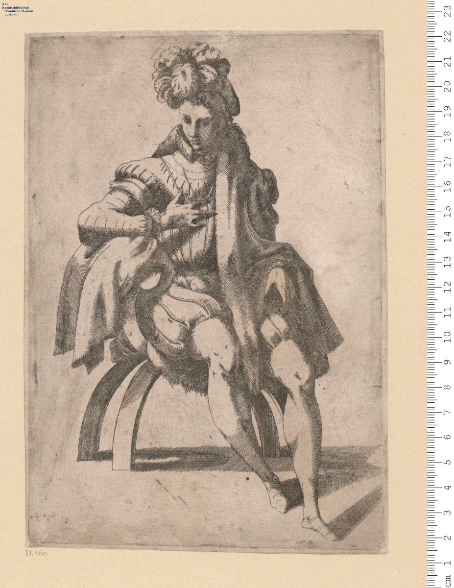 Kostümfigur: sitzender Herr