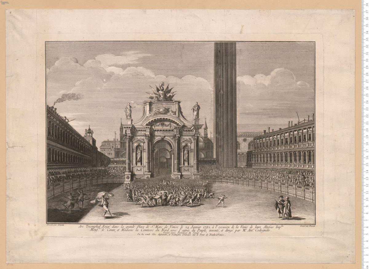 Arc Triomphal Erigé dans la grande place de St. Marc de Venise le 24. Janivier 1782 ...