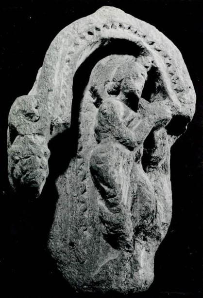 Schmuckfries (Fragment): Adorant unter Chaitya-Bogen (Brahma?)