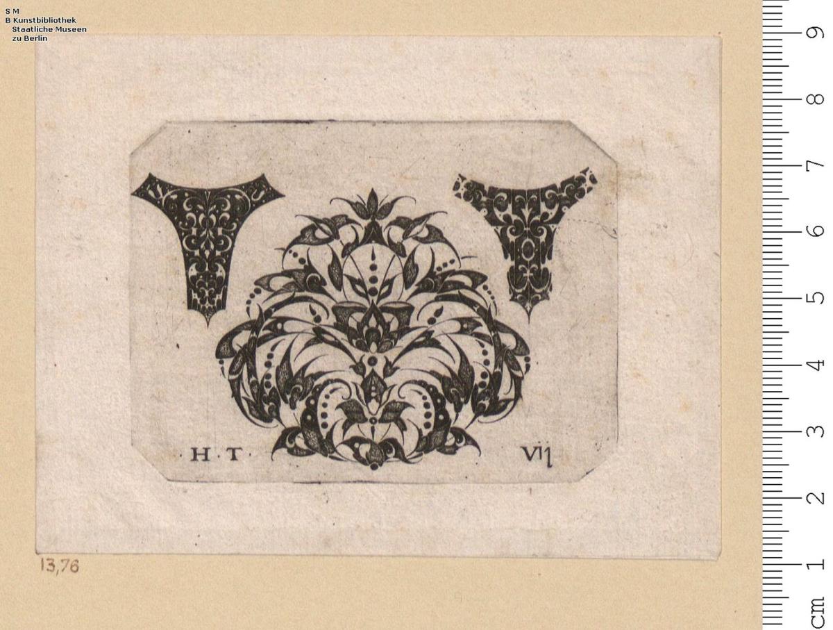 3 Blatt einer Folge Goldschmiedeornament