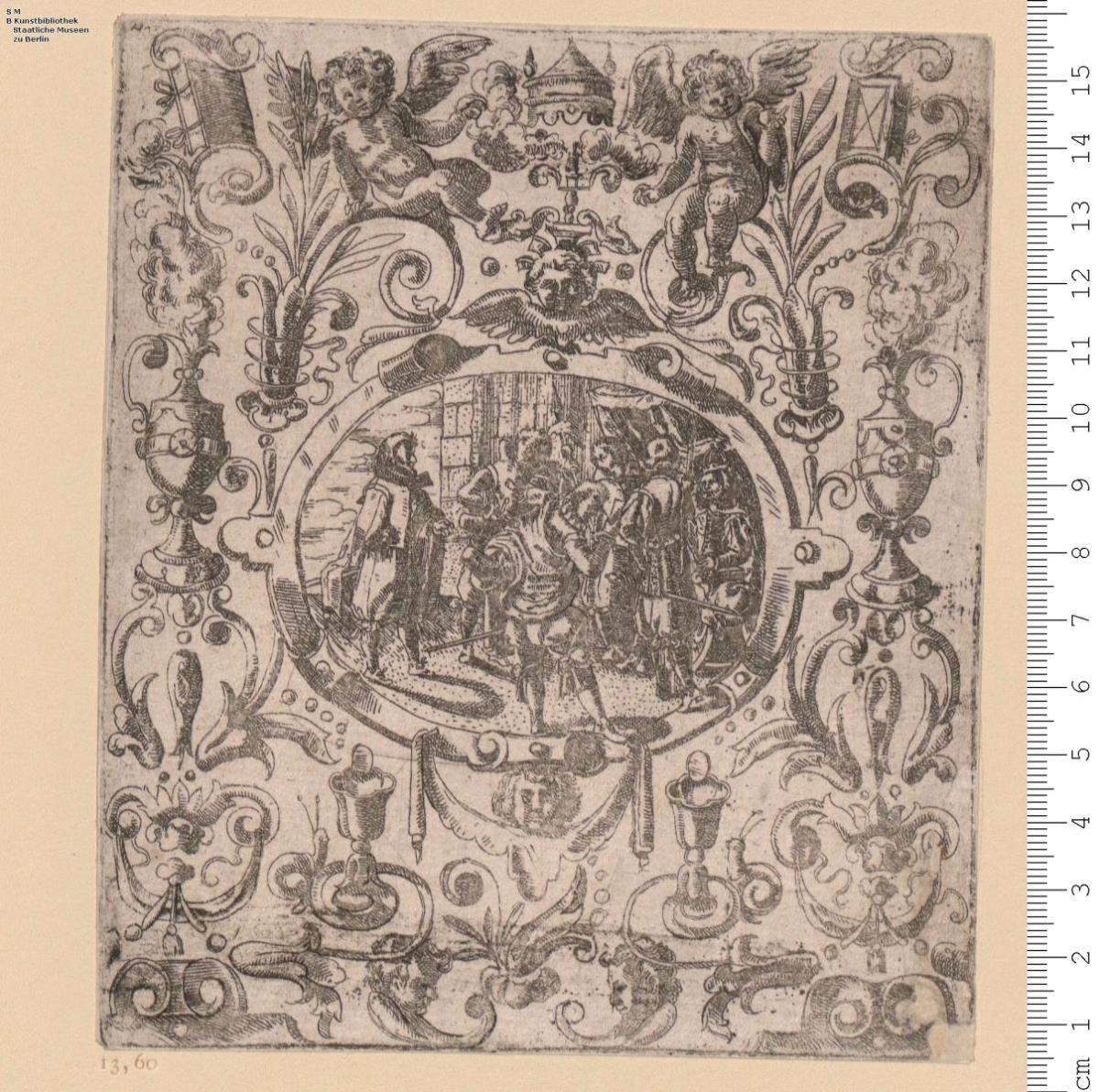 2 Blatt aus: Neüw Grottesken Buch allerley Frantzosischen Poesslein. Inventirt gradirt vndt Verlegt durch Georg Wechtern ... in Bamberg 1619. 1 Blatt bez: G W 1619.