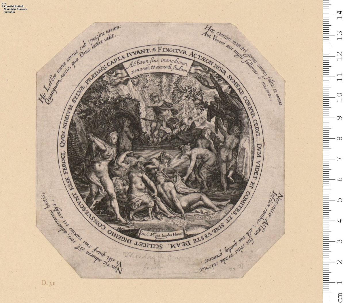 (5) Diana mit ihren Nymphen, von Aktaeon überrascht, bez: ... pict: Iosephus Heintz Inuentor.
