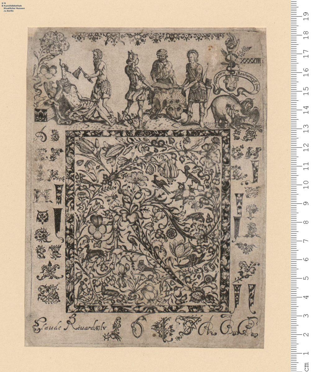 (1) 21 Blatt verschiedene Schmuckstücke und Einzelmotive, meist mit Schotenwerk und Steinen