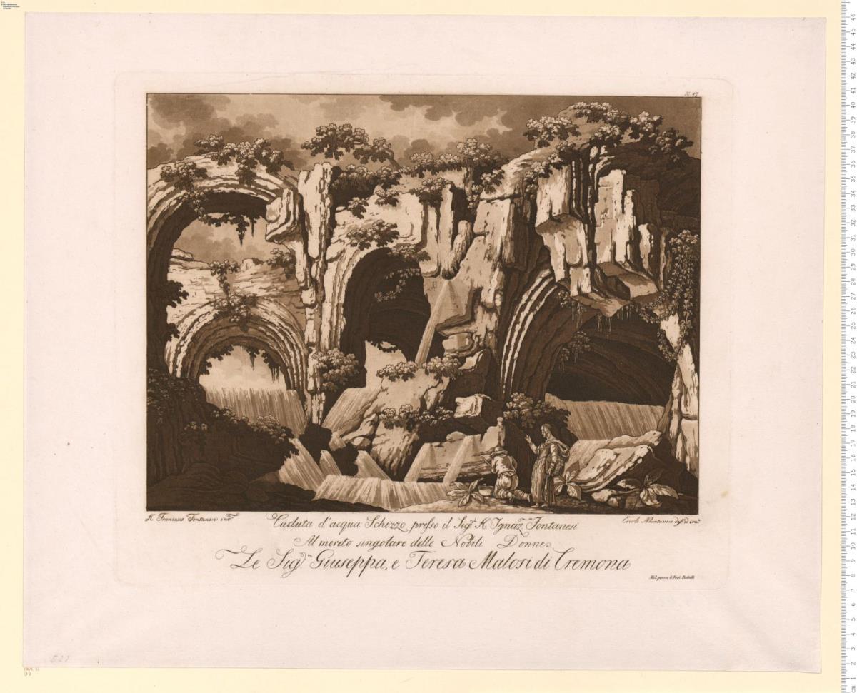 Theaterdekorationen, z. T. bez: F. Fontanesi in. e di. Gio. Rocco in. 1812; z. T. bez: ... Fontanesi inv. Ercole Montavoci dis. ed inc.