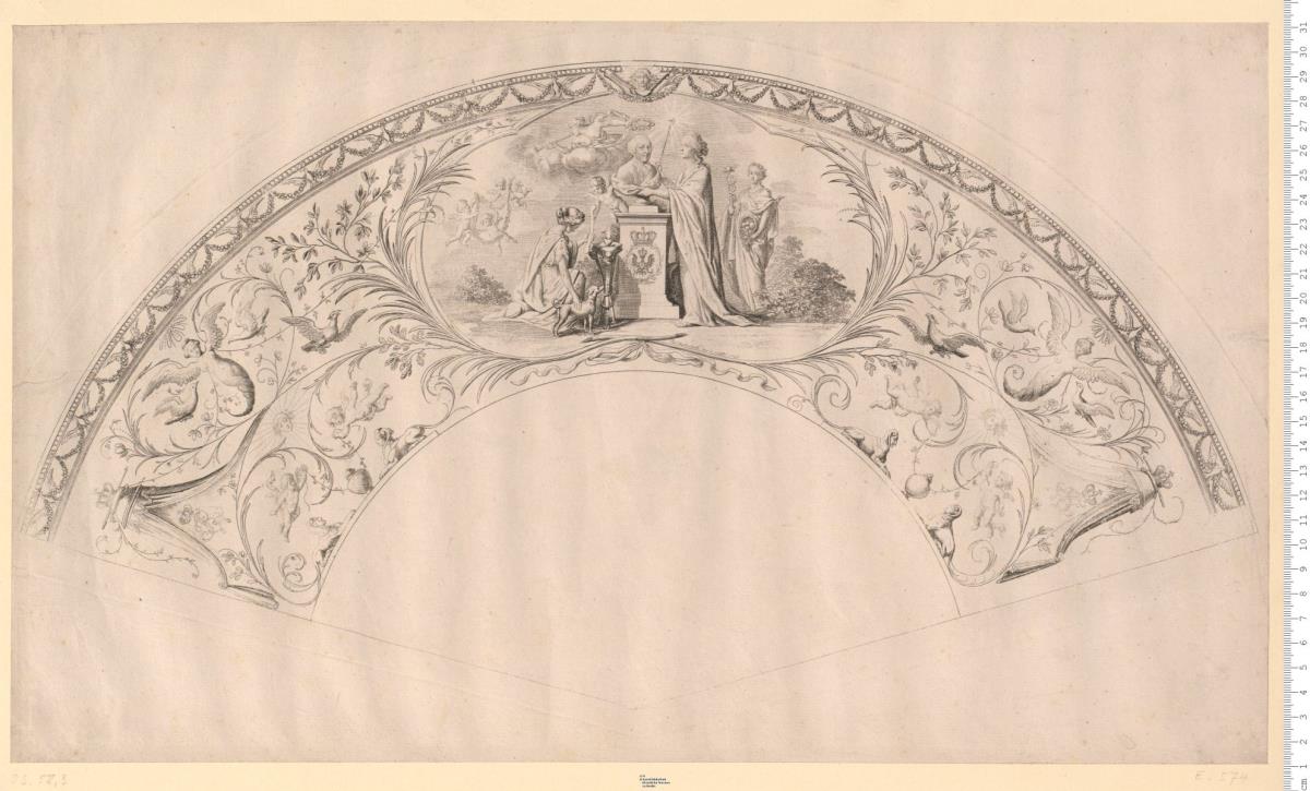 1 Blatt Fächer mit Ornament und figürlichen Darstellungen. D. Chodowiecki inv. et sculps: 1787.