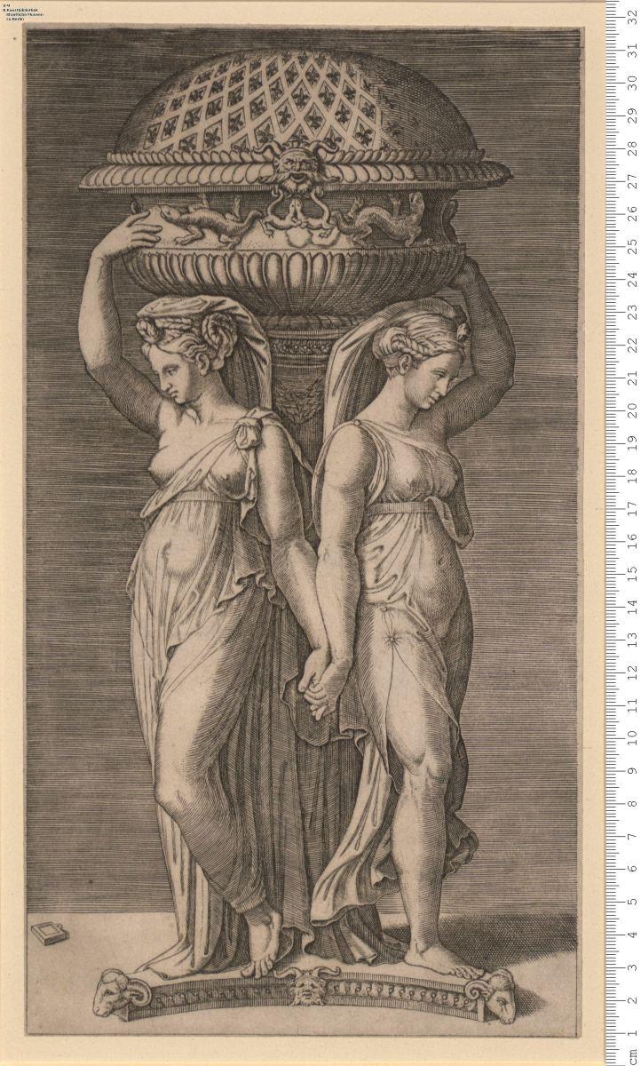 1 Blatt Räucherbecken mit Karyatiden