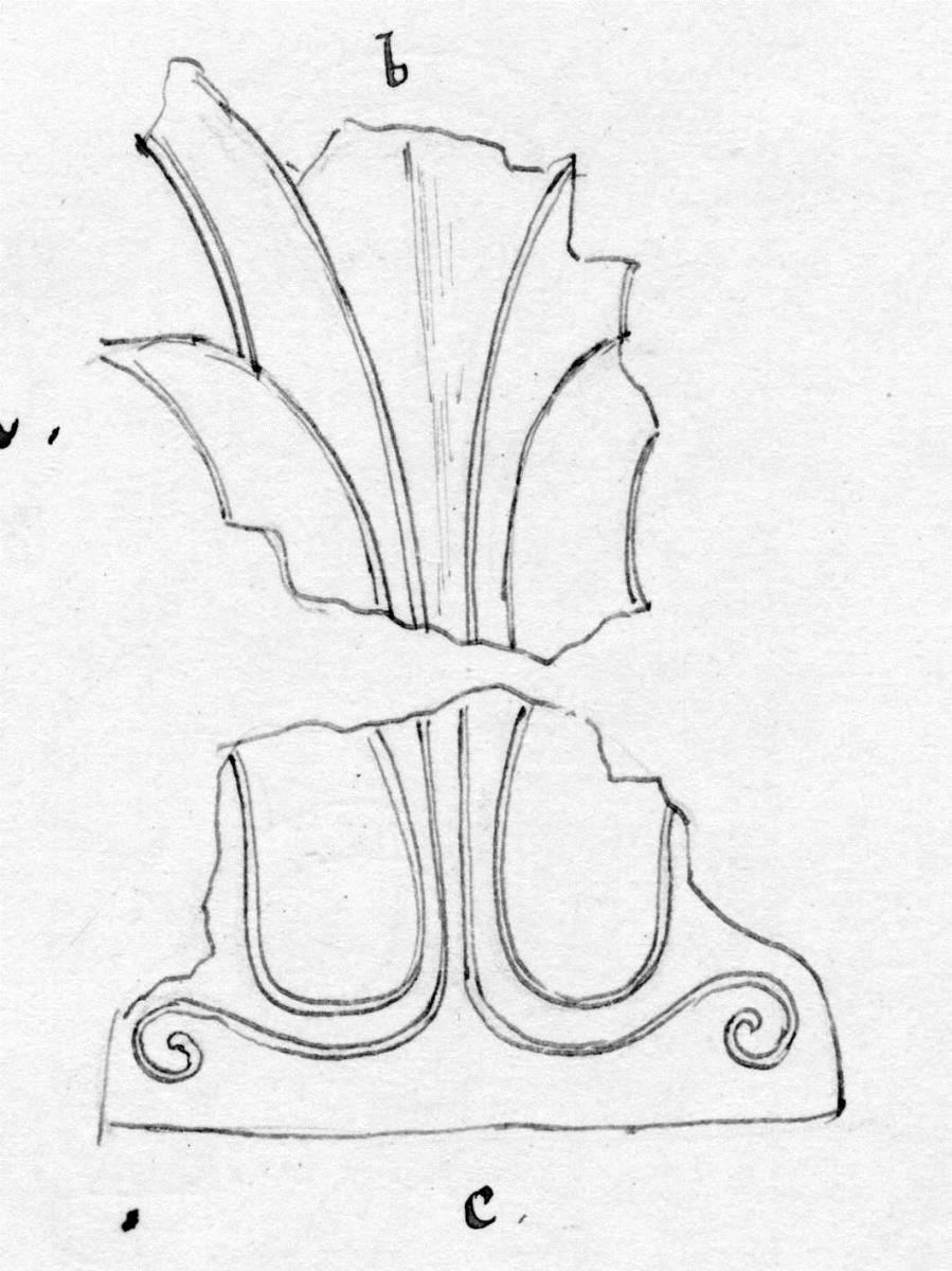 Belagstück in Form einer Palmette (Fragment)