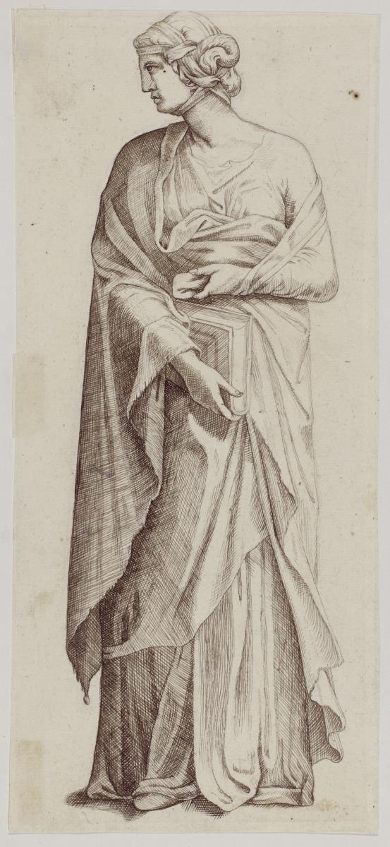 Klassische weibliche Standfigur mit Buch