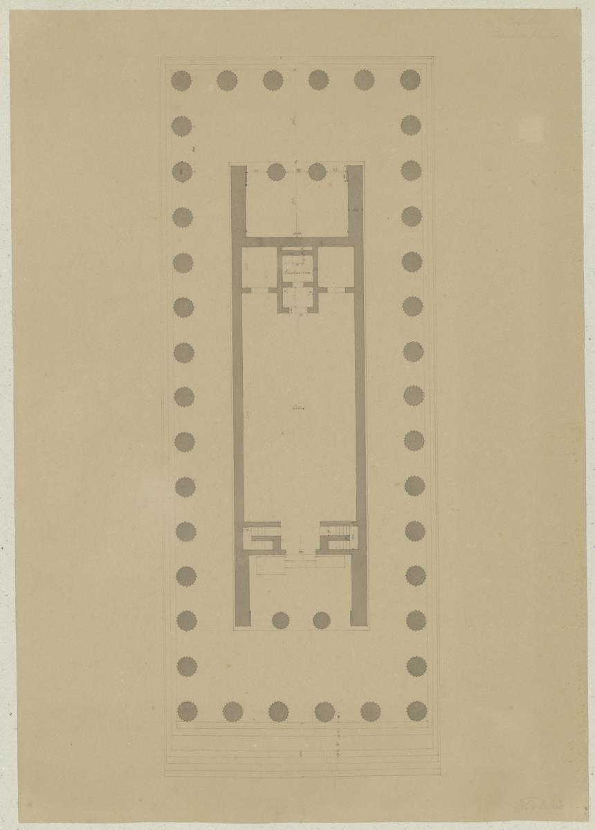 Skizzenbuch Italienreise, Agrigent, Heraklestempel, Grundriss