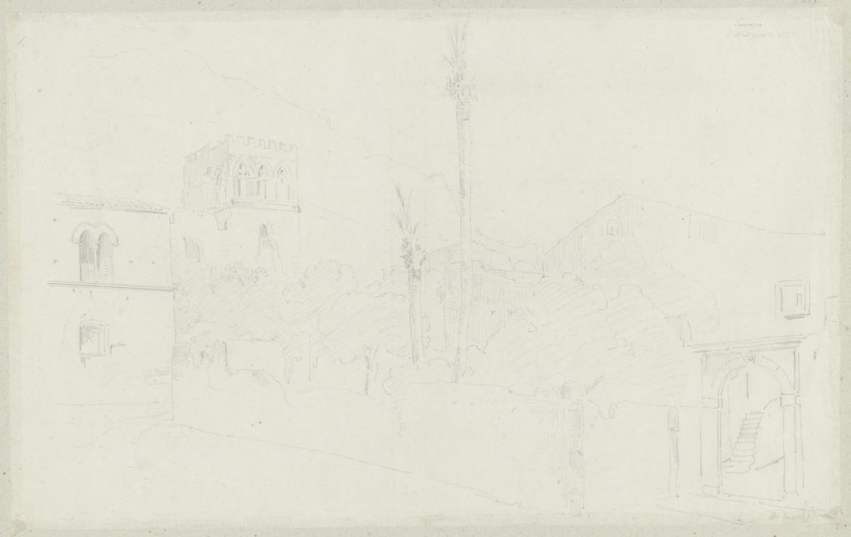 Skizzenbuch Italienreise, Taormina, unbezeichnetes Gebäude [?], Ansicht