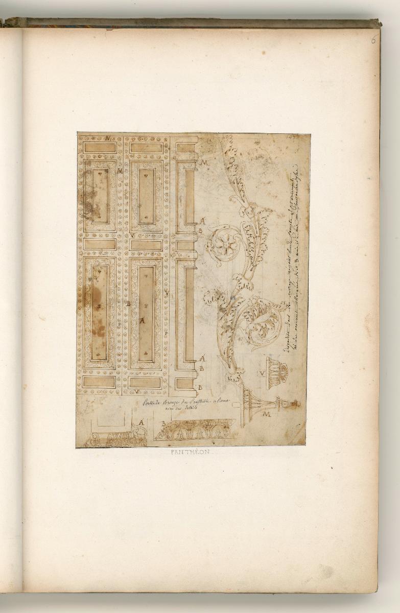 Rom, Pantheon, Bronzeportal, Flügel Details; Verso: versch. architektonische Details, z.B. Gebälk