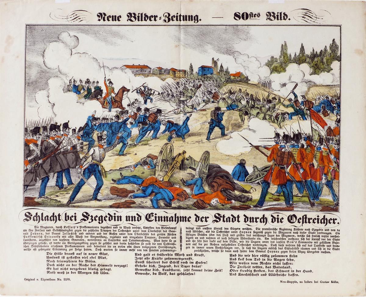 Neue Bilderzeitung. 80tes Bild. Schlacht bei Szegedin und Einnahme der Stadt durch die Oesterreicher.