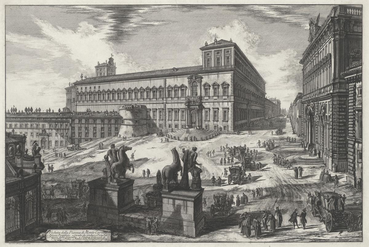 Ansicht der Piazza di Monte Cavallo (aus: Vedute di Roma)