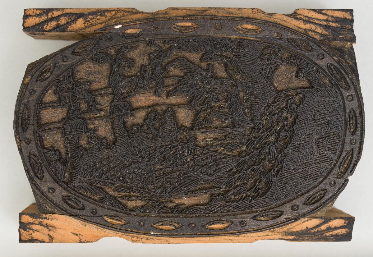 Oval mit Vogelsteller auf Narrenfang
