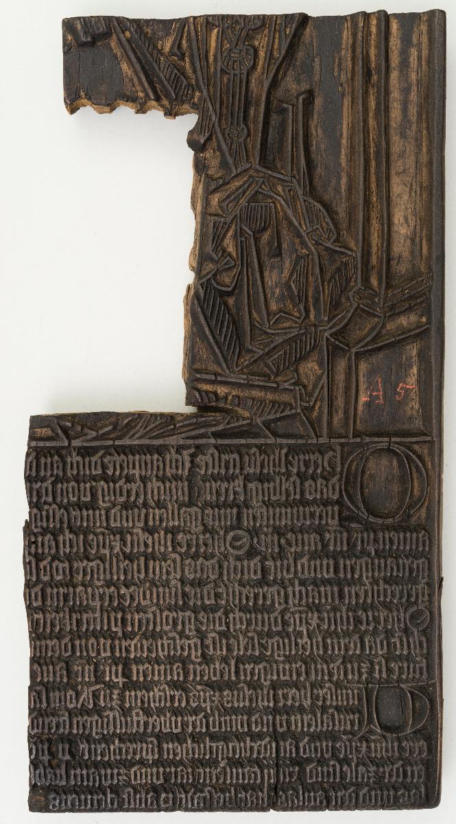 Ablaßtafel-Fragment; Hl. Gregor (Schreiber