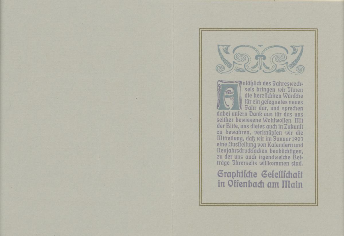 Zum neuen Jahre beste Glück- und Segenswünsche