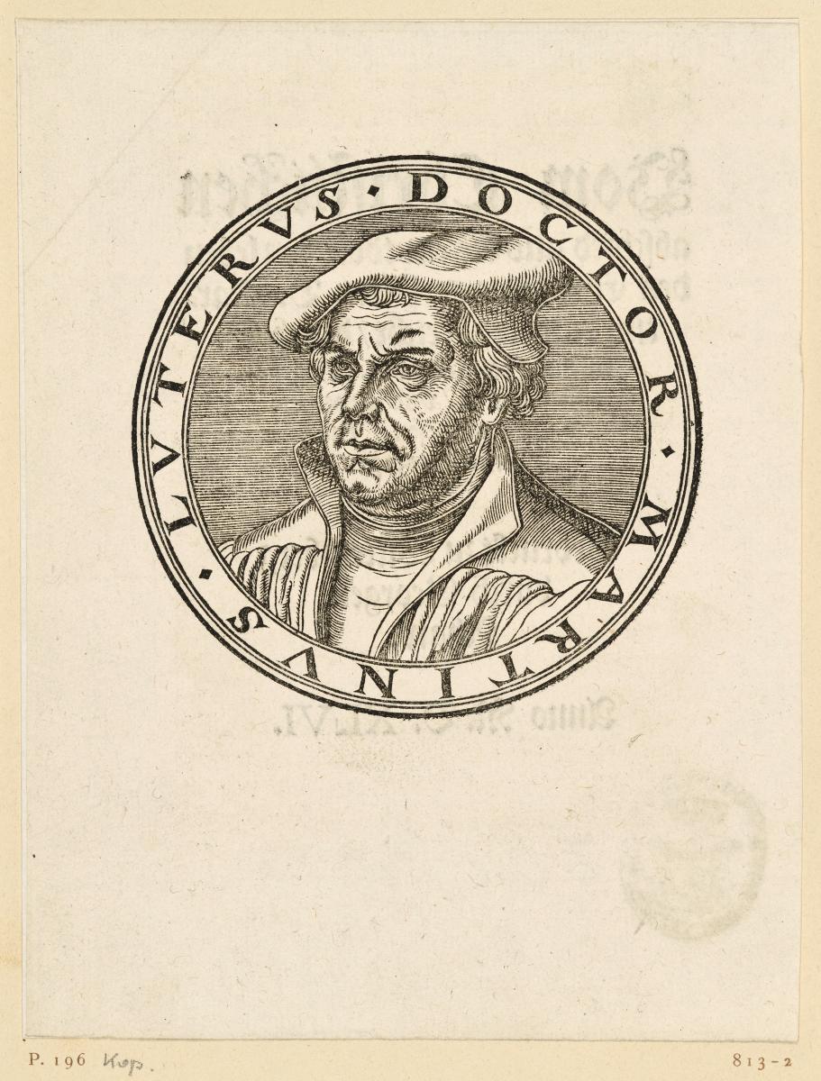 Medaillon mit Porträt Martin Luthers, nach links