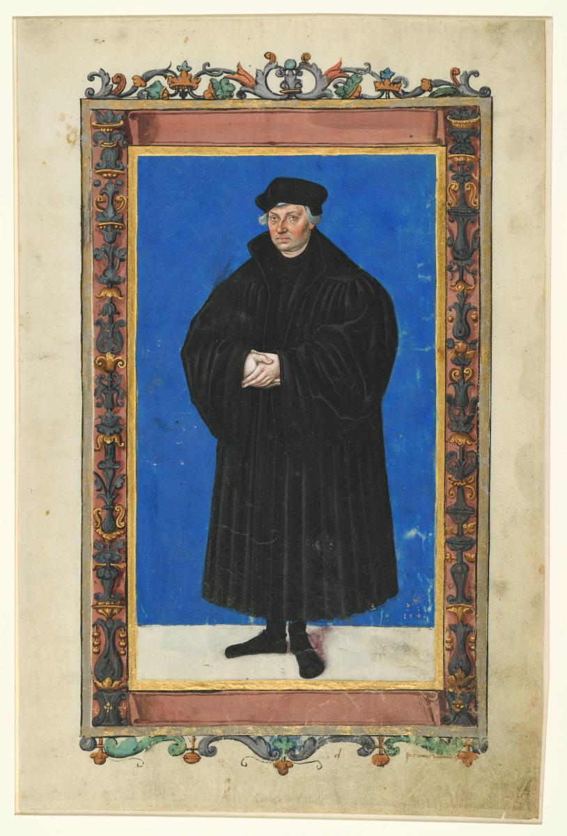 Bildnis des Johannes Bugenhagen (Pomeranus), aus dem sogenannten Stammbuch (?) von Cranach von 1543
