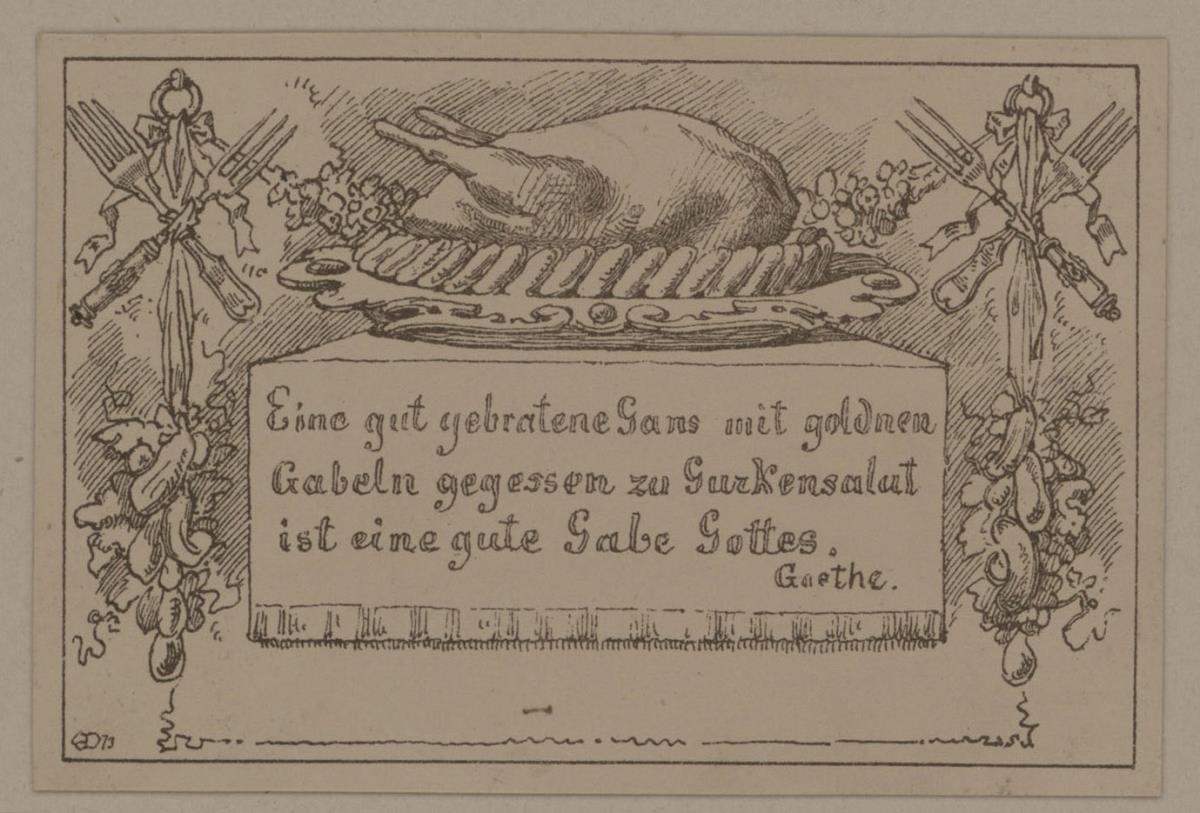Eine gut gebratene Gans mit goldnen/ Gabeln gegessen zu