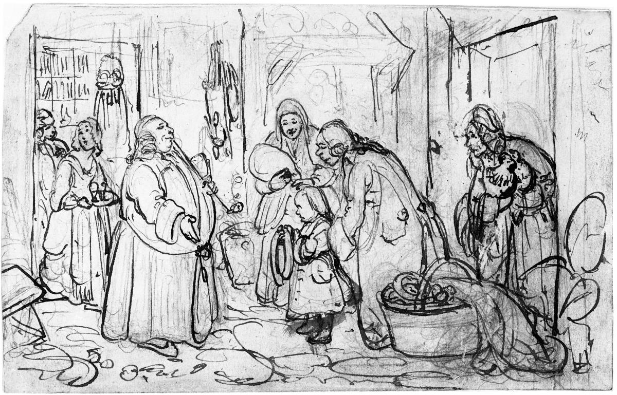 Bauernfamilie beim Pfarrer. Illustration zur Jobsiade